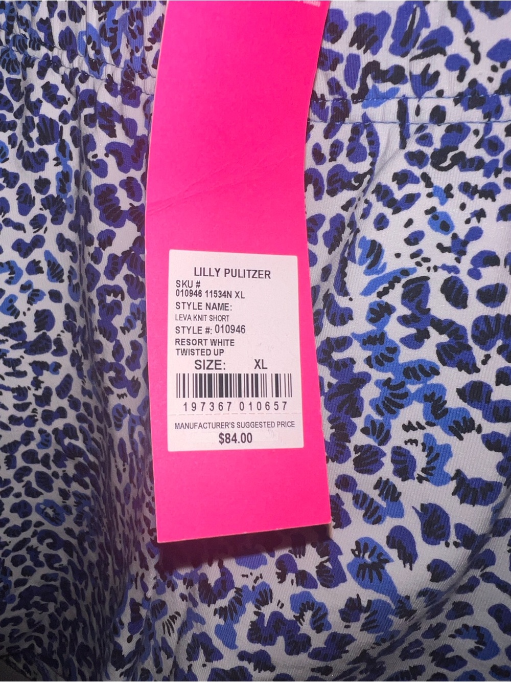 NWT Lilly Pulitzer Leva Knit Short Resort White Twisted Up Blue Animal Print XL - Picture 3 of 4